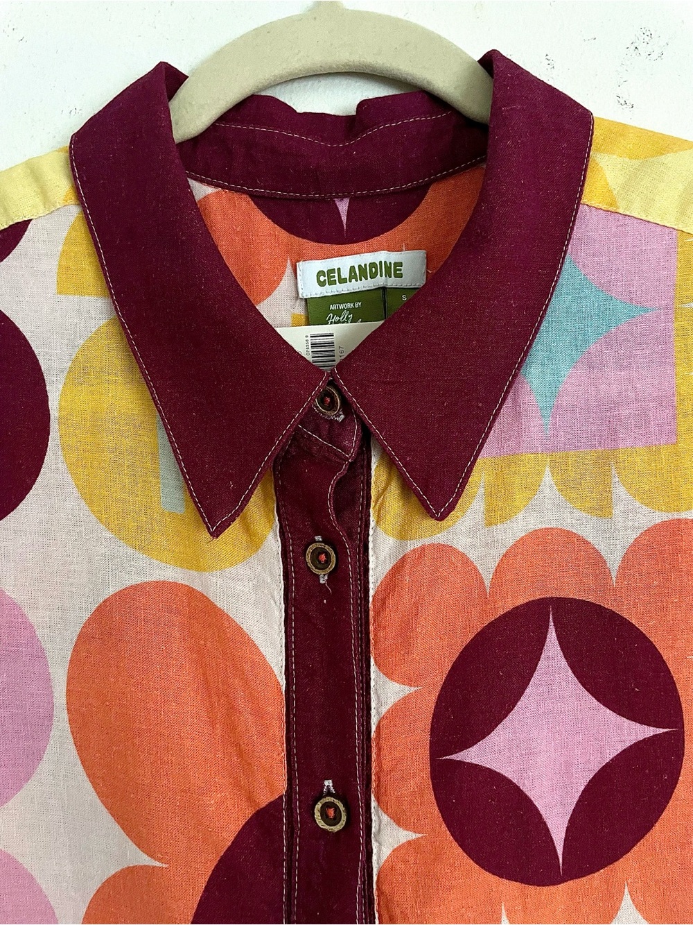 NWT Anthro Celandine x Holly Clarke Linen Blend Short Sleeve Button Down Shirt S - Picture 7 of 13